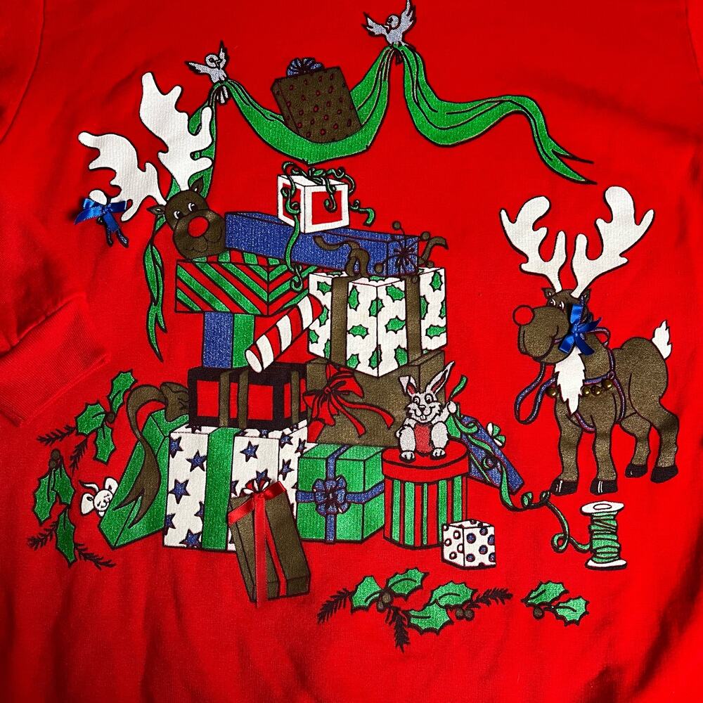 Andover Women's Vintage Red Christmas Sweatshirt Size Large USA - Picture 9 of 9
